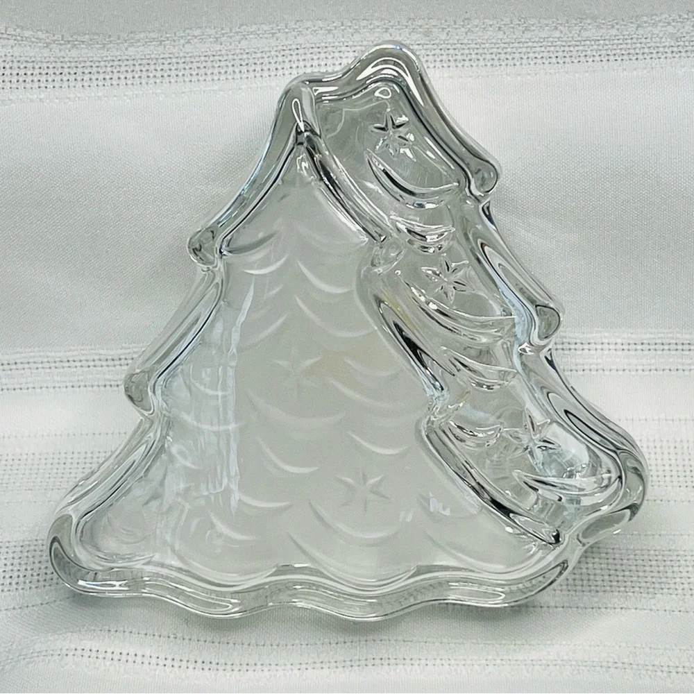 MIKASA Crystal Tannenbaum Double Tree‎ Lidded Box Holiday Gift Decor IOB EUC VTG